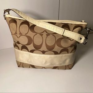 COPY - Coach Signature Stripe Hobo Bag beige and cream leather